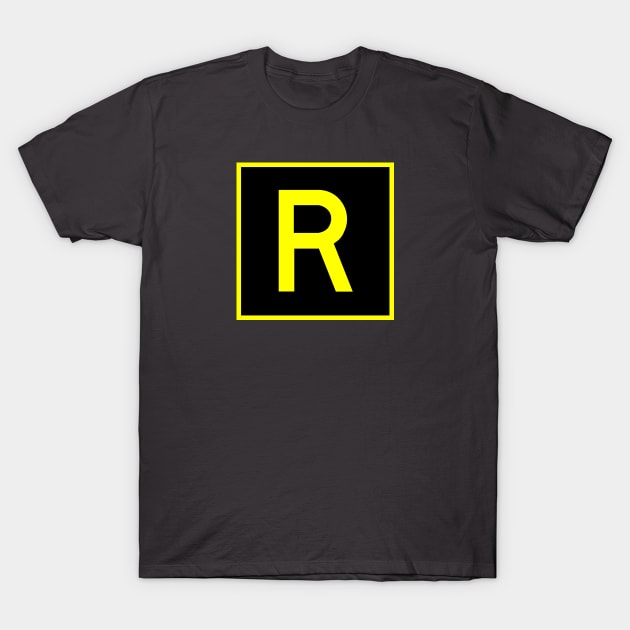 R - Romeo - FAA taxiway sign, phonetic alphabet T-Shirt by Vidision Avgeek